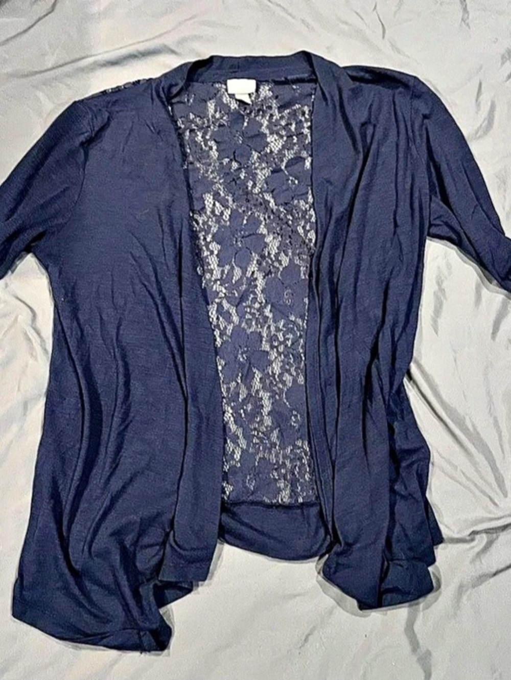 Vanity Blue Lace Front Open Cardigan